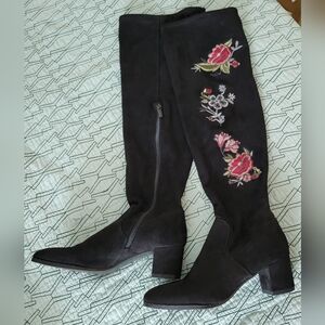 IMPO Elaine Vegan Suede Over the Knee Embroidered Boots